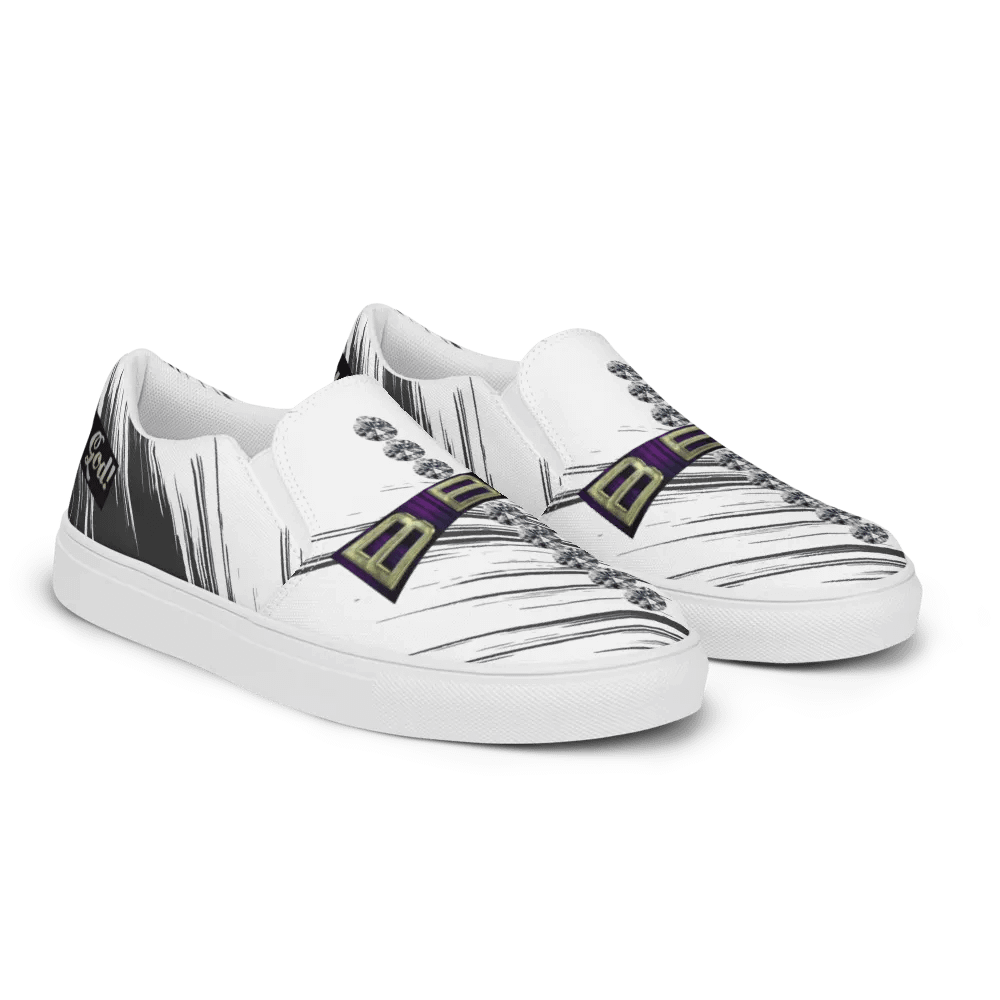 BBG White with Black Swirls Diamond Cross Women's Slip On product image (10)