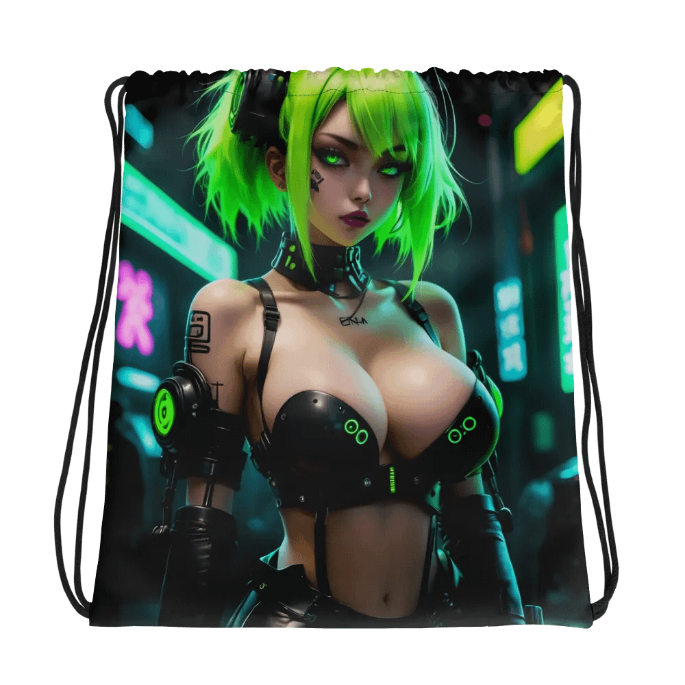 Neon Cyberpunk Drawstring Backpack product image (1)