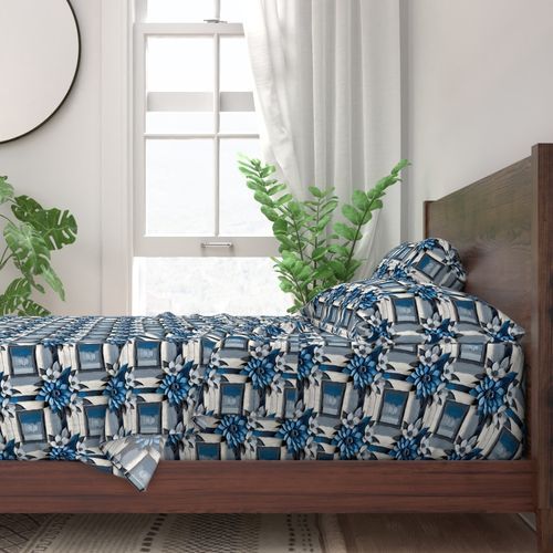 Seamless Pattern - Painted Floral Tile Pattern 4 in Shades of Blue and White product image (2)
