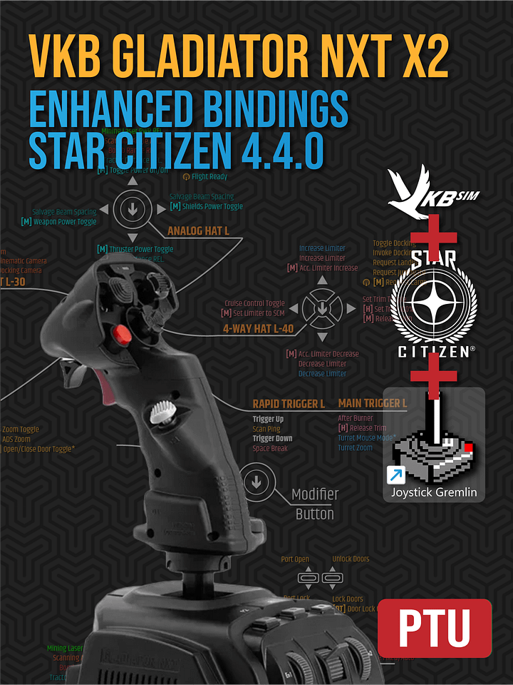 VKB Gladiator Enhanced Dual Star Citizen Bindings | Joystick Gremlin Required product image (1)