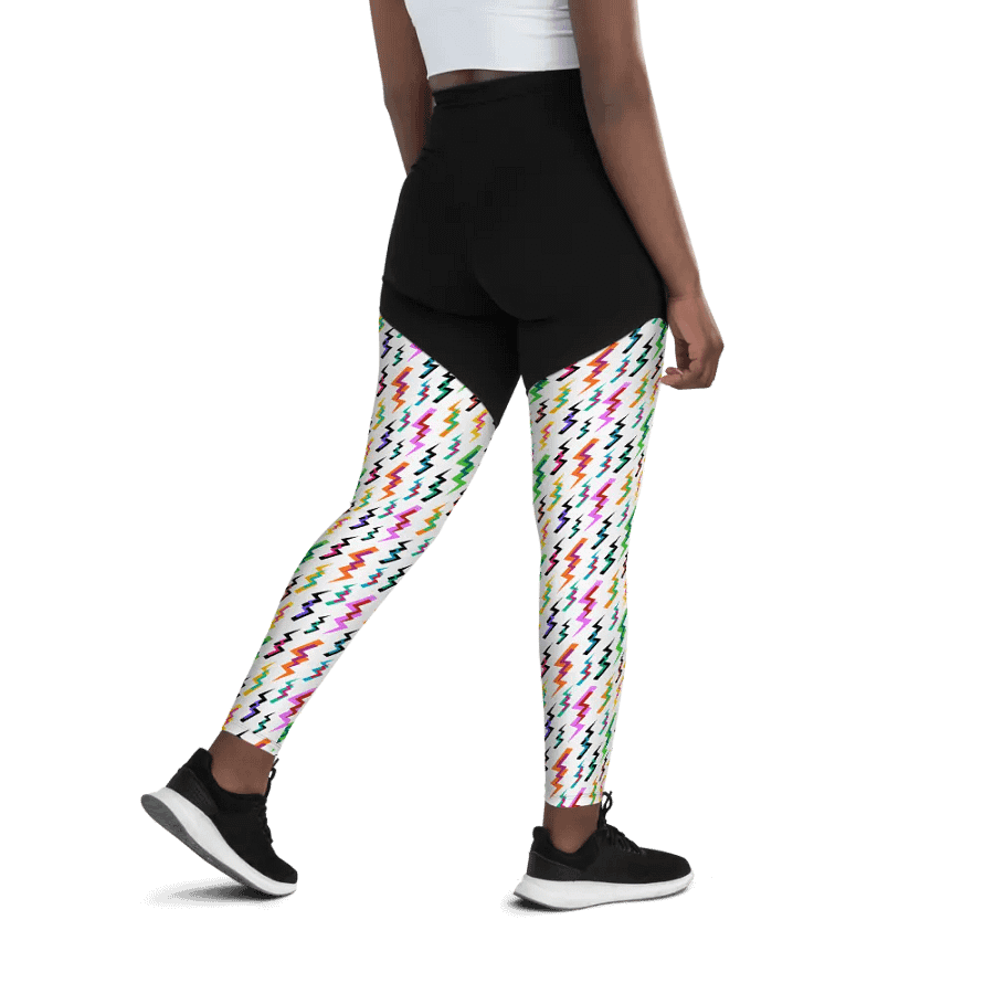Lightening Bolts 1980s Pattern, Rainbow Color Leggings product image (12)