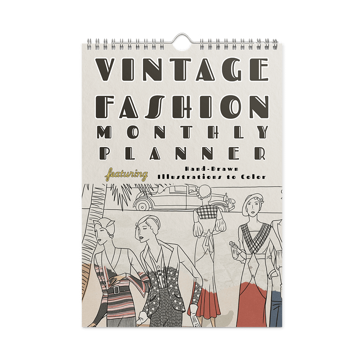 Vintage Fashion Coloring Planner – Hand-Drawn Wall Calendar Inspired by Timeless Art product image (1)