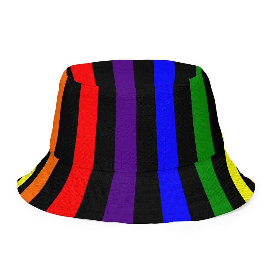 Rainbow Reversible Bucket Hat, Queer Pride Stripes and Psychedelic Spirals Accessory product image (4)