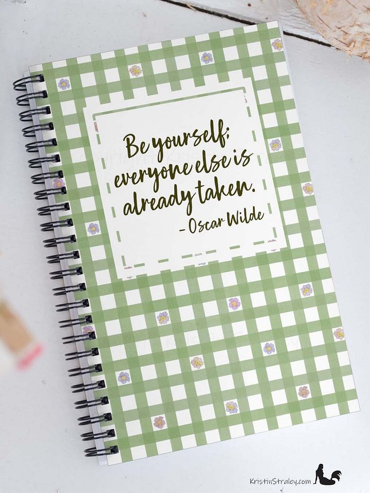 Be Yourself Inspirational Quote on Green Gingham product image (1)