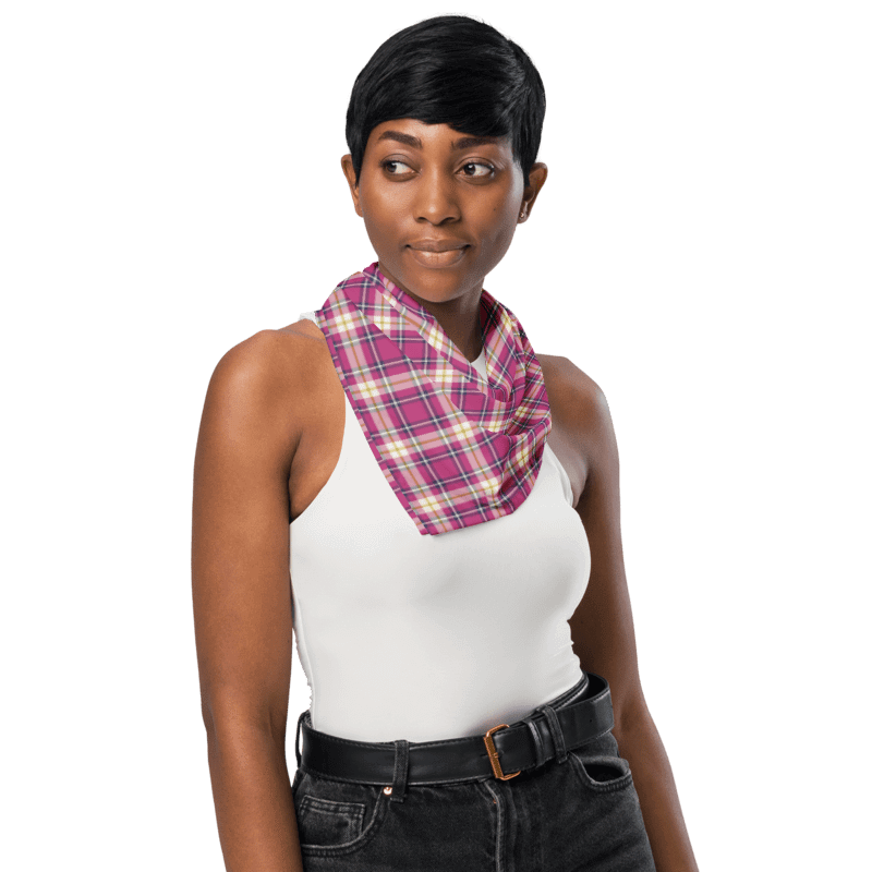 Hot Pink and Navy Plaid Bandana product image (3)