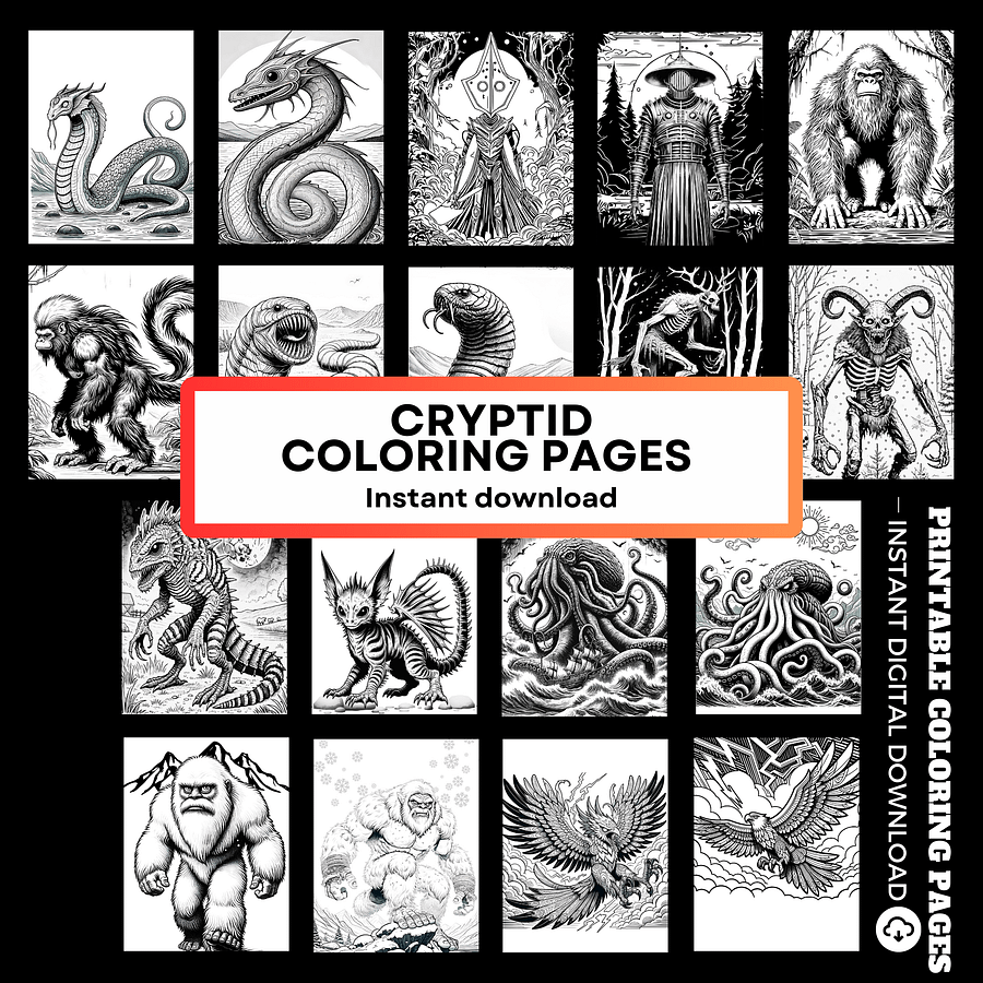 Amazing Cryptids Coloring Book Pages - Instant Digital Download product image (4)
