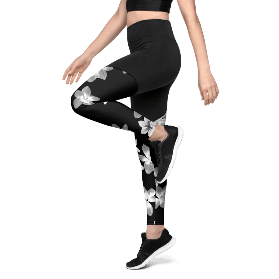 Volcanic Ash Caribbean Flower Print | Sports Leggings product image (6)