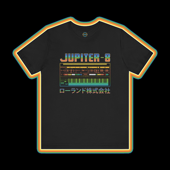 Jupiter 8 T-Shirt - Roland JP-8 (Vintage Analog Synthesizer) COLOUR PRINT A product image (1)