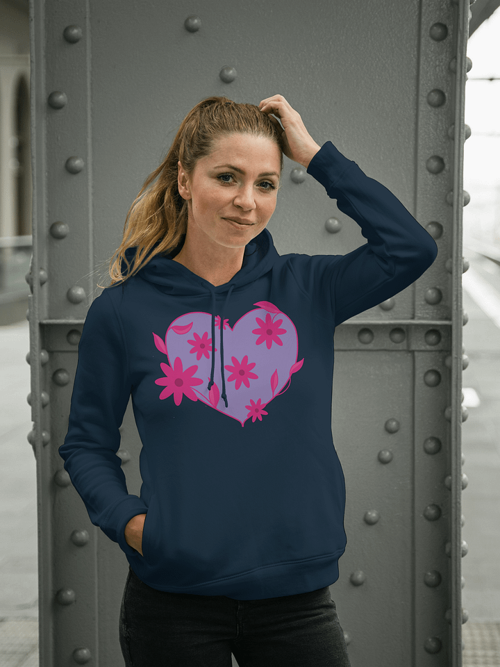 Purple Floral Heart Eco Hoodie product image (1)