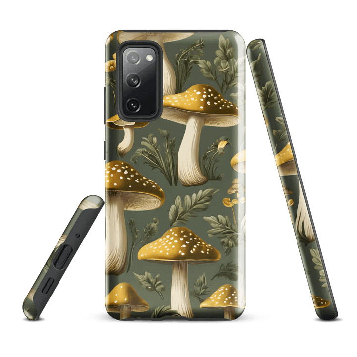Tough Phone Case for Samsung® - Golden Mushrooms on a Light Green Background product image (1)