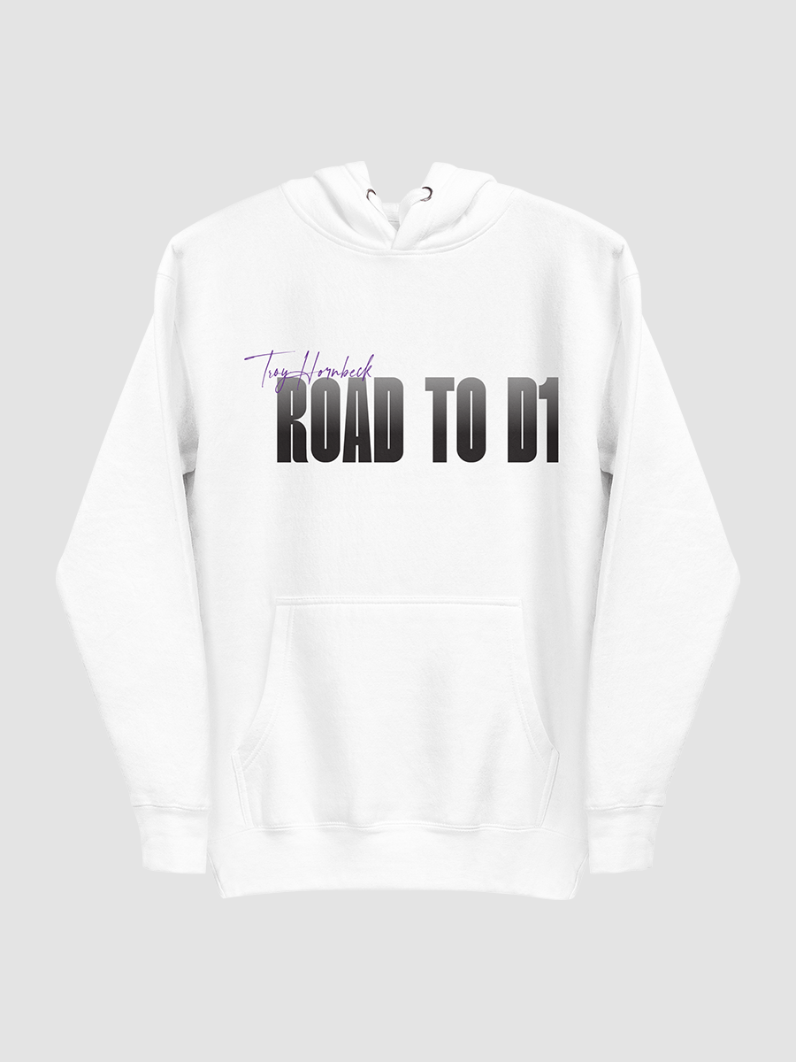 Troy Hornbeck - ROAD TO D1 - White Hoodie with PURPLE product image (2)
