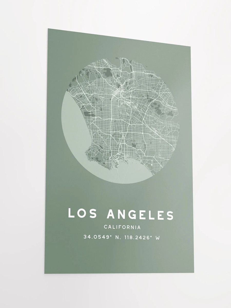 Los Angeles Street Map Poster – Sage Green Minimalist Circular City Art product image (5)
