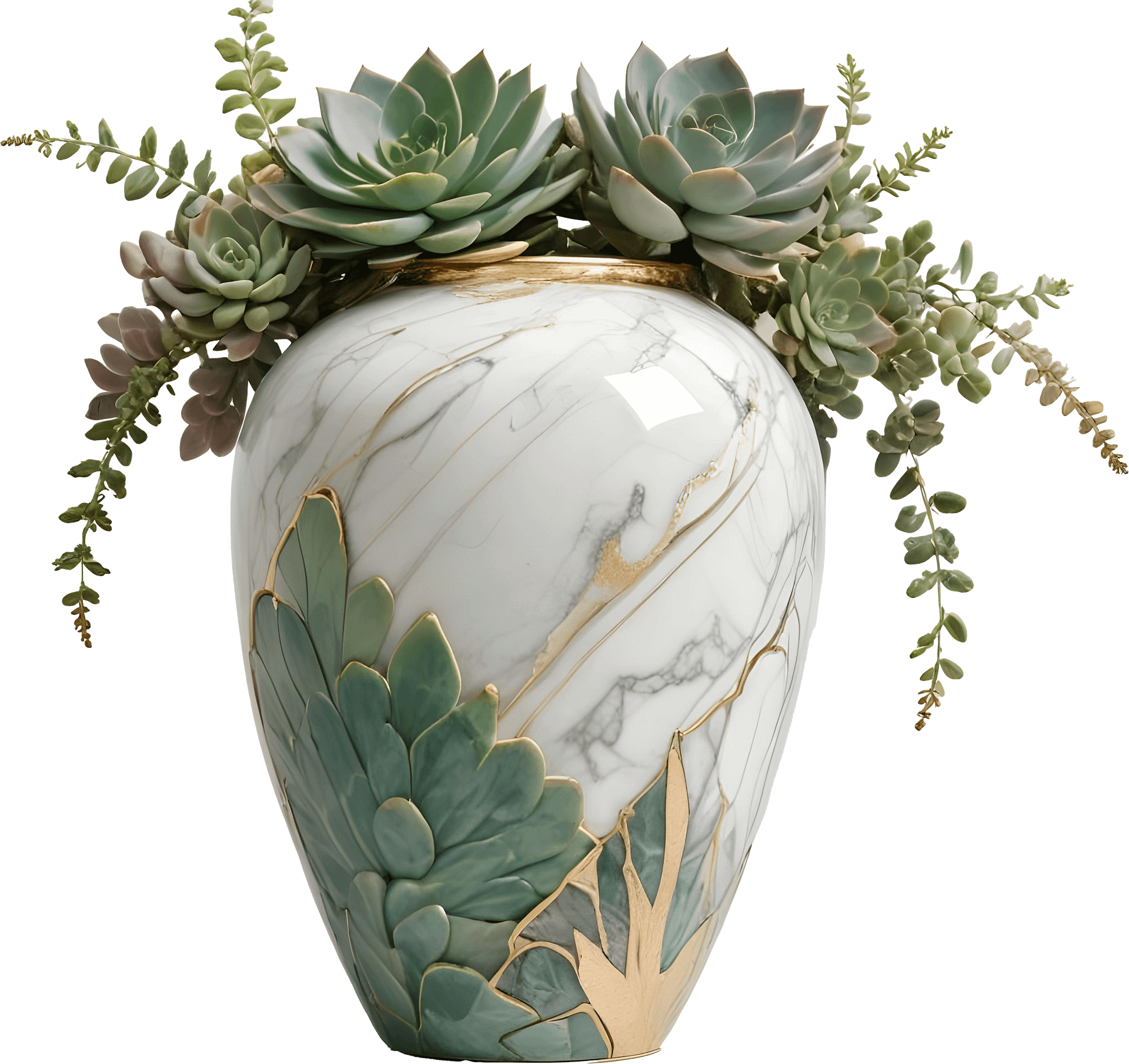 Collection: Marble Eternal – Shabby Chic Succulent Arrangement png product image (1)