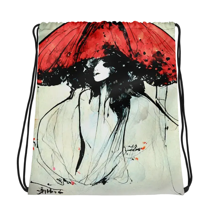 Dramatic Red Hat All-Over Print Drawstring Bag product image (1)