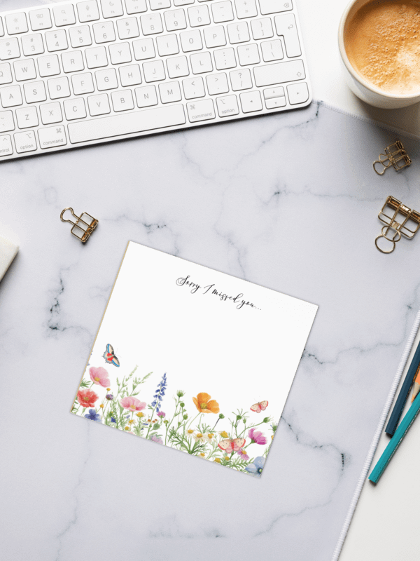 'Sorry I Missed You' Floral Butterflies Notepad product image (2)