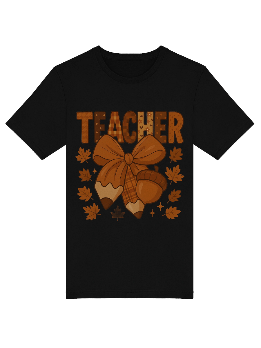 Autumn Teacher T-Shirt – Fall Pencil Bow and Acorn Design for Educators product image (27)