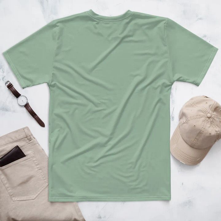 Plain Light Sage Green Soft Summer Men's Crewneck Polyester Heavyweight Premium T-Shirt by Treasure Pie product image (2)