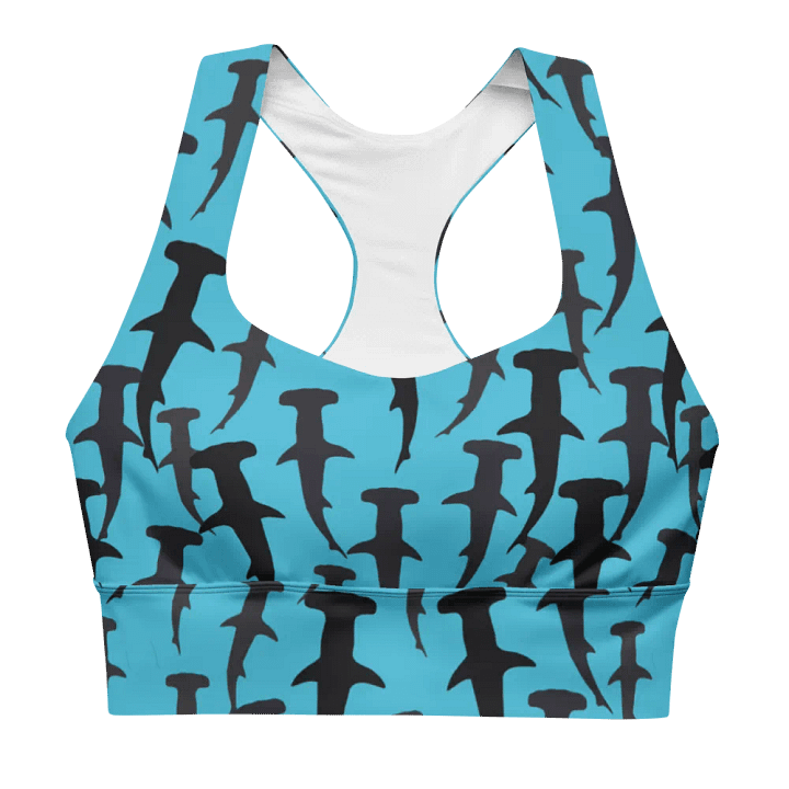 Hammerhead Sharks - Clear Ocean - Recycled Polyester - Longline Sports Bra product image (1)