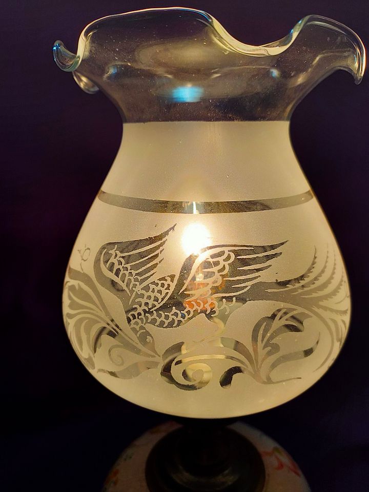 Peça única e elegante de iluminação, candeeiro de mesa vintage, design encantador, flores, pássaro, item de decoração único product image (2)