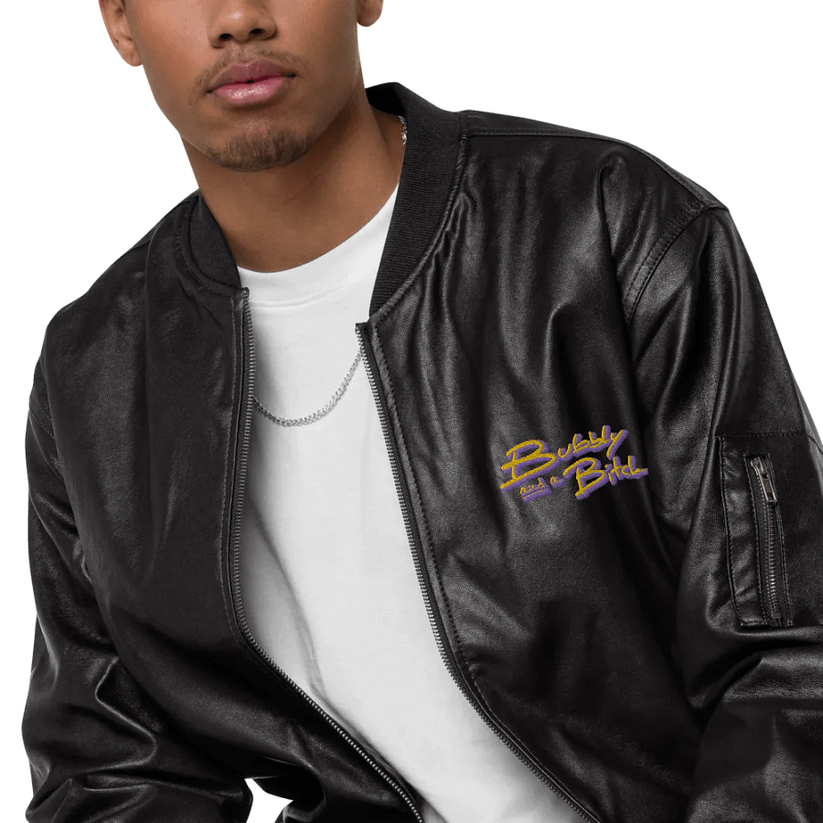 Bubbly and a B (tulip shadow design) faux leather bomber jacket product image (7)