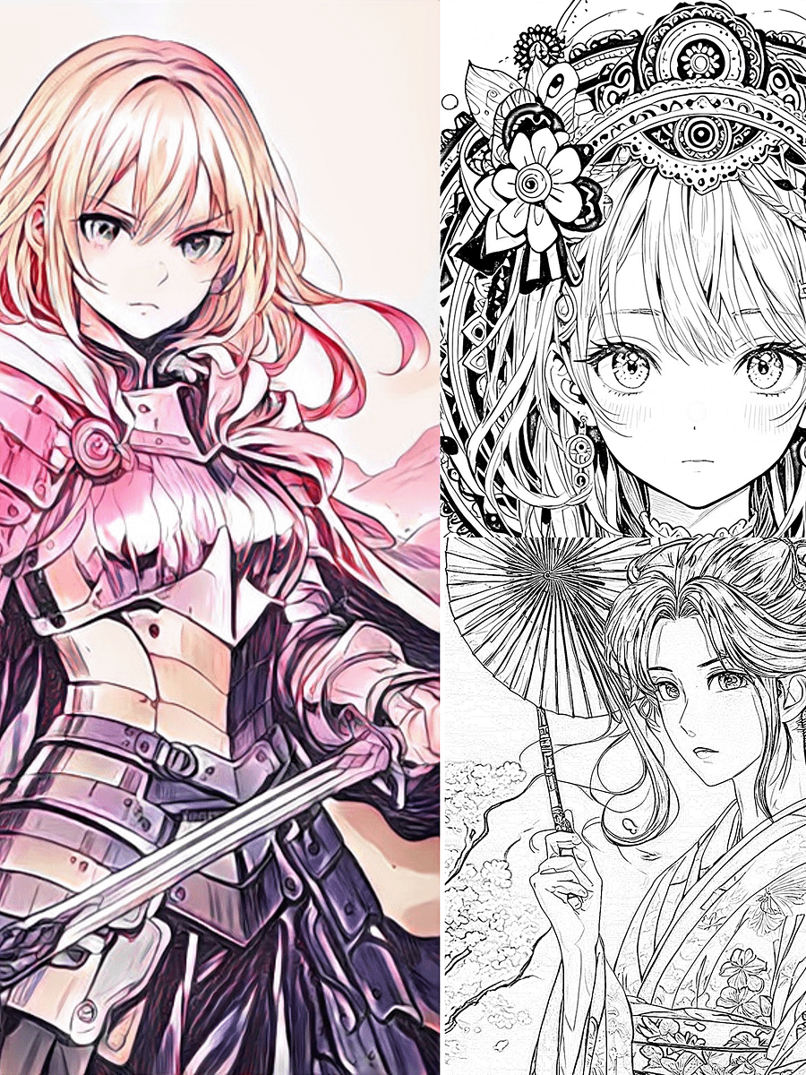 Anime Girl Coloring Book | 40 Printable Pages | Cute Kawaii Characters & Fun Activities product image (2)