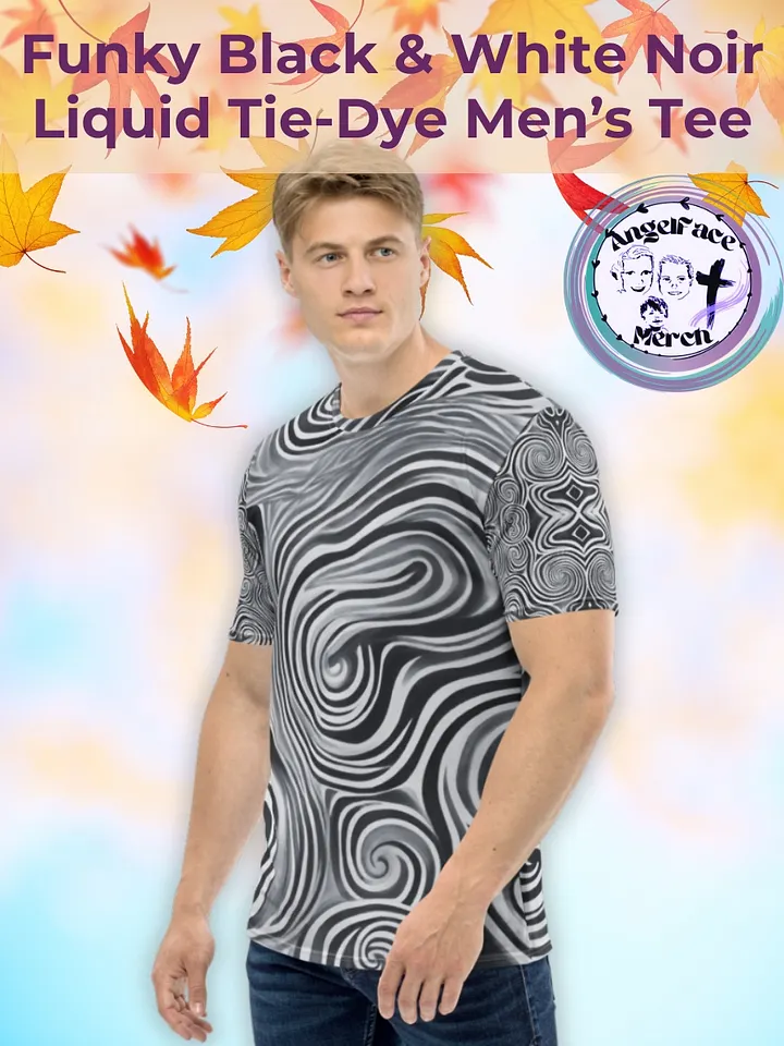 Funky Black and White Noir Liquid Tie-Dye Men's T-shirt product image (1)