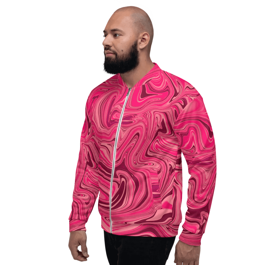 Unisex Bomber Jacket - Shades of Magenta Pink Digital Fluid Art product image (4)