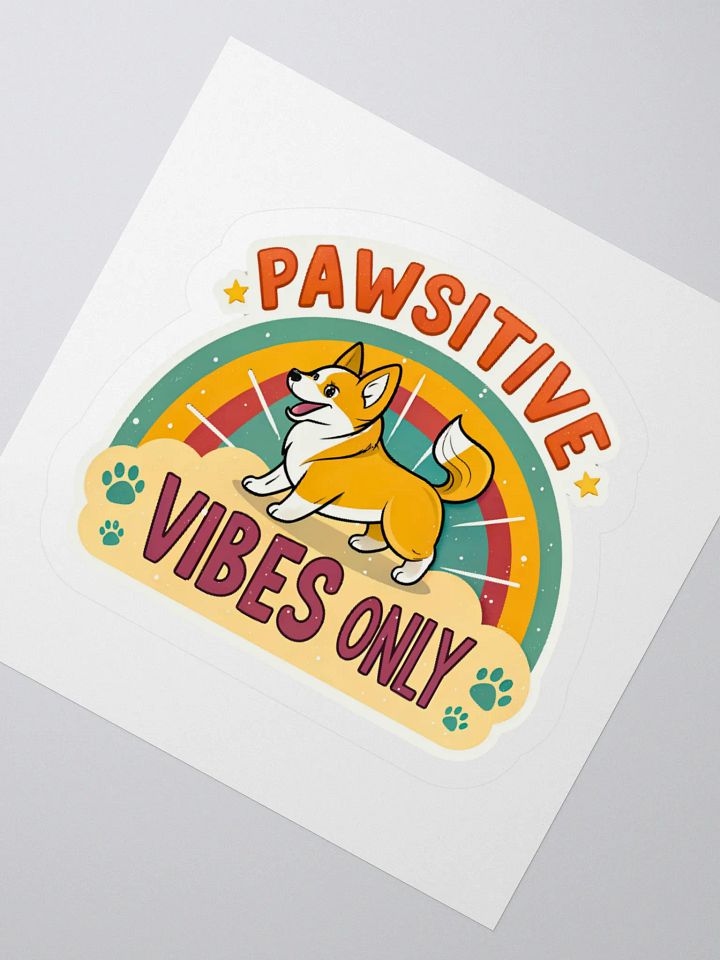Pawsitive Vibes Corgi Kiss Cut Stickers product image (4)