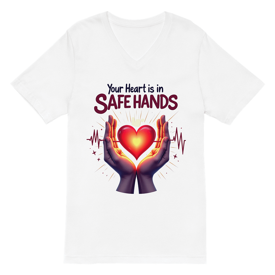 Glowing Heart Safe Hands V-Neck Tee product image (2)