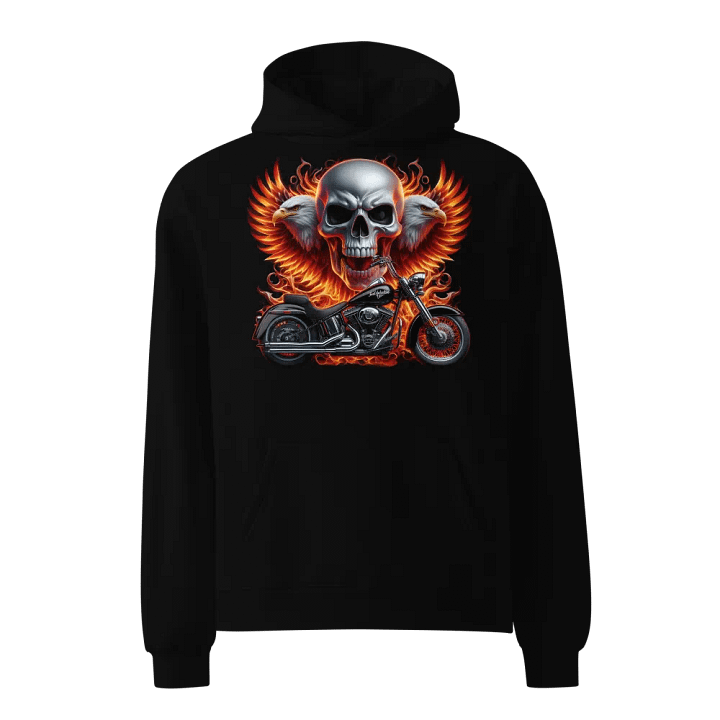 Flaming Skull Motorcycle Unisex Hoodie #12 product image (1)