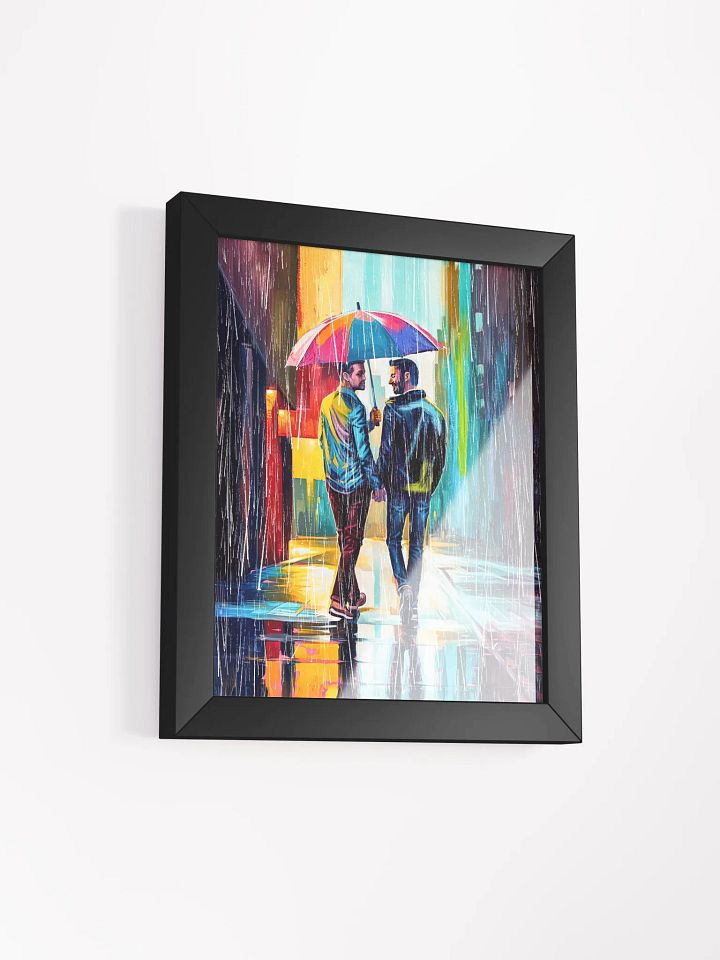 Gay Couple In The Rain – Colorful Two Hearts Framed Poster product image (30)