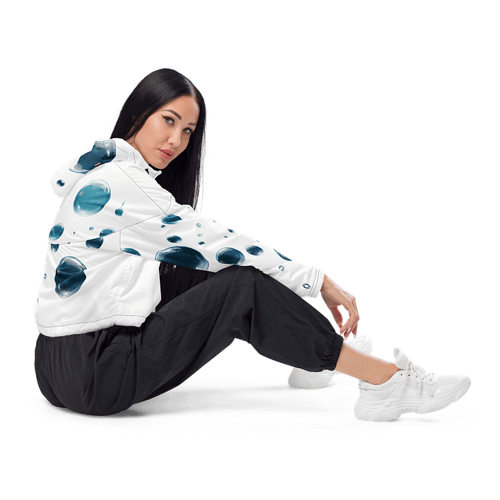 Reflective Blue Bubbles Women's Cropped Windbreaker product image (1)