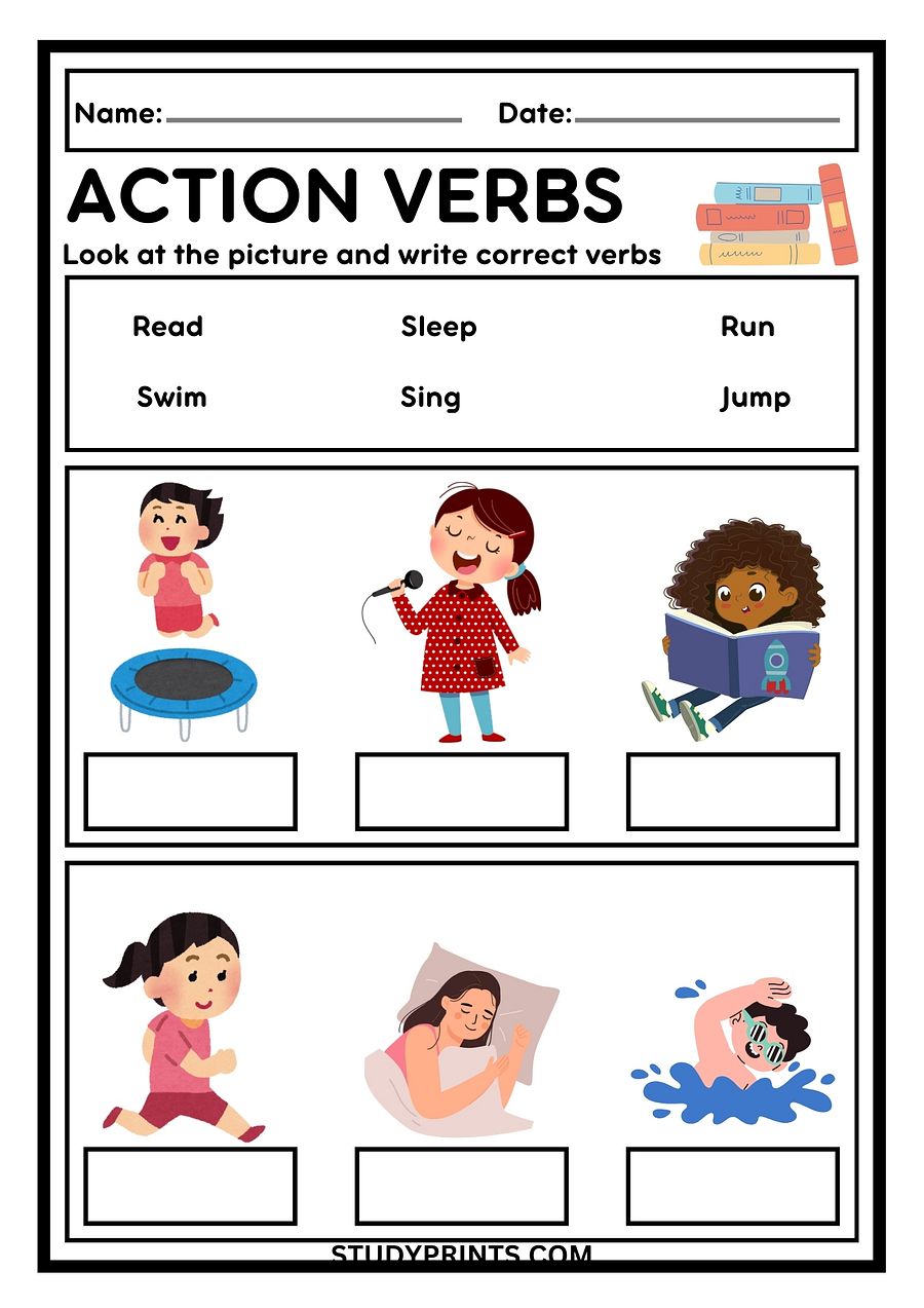 action verbs worksheets for kids printable product image (1)