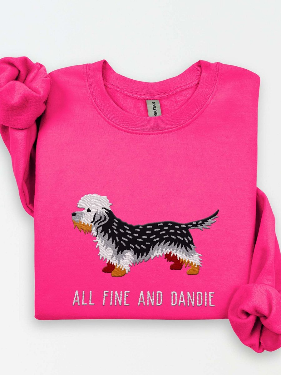 All Fine and Dandie Sweatshirt (Embroidered) of a Dandie Dinmont Terrier(Pepper) product image (1)