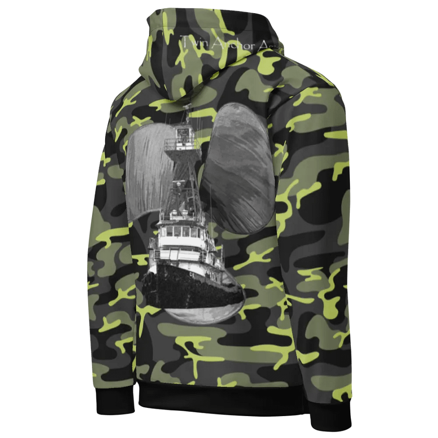 Green Camouflage Three blade prop Tug CE Hoodie product image (9)
