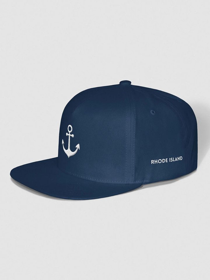 Embroidered Anchor + Rhode Island Flat Snapback 100% Cotton Twill product image (1)
