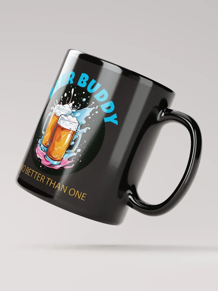 Beer Buddy Black Glossy Mug - Funny Beer Lover Coffee Cup with Clinking Mugs Design - Printed on Both Sides product image (2)