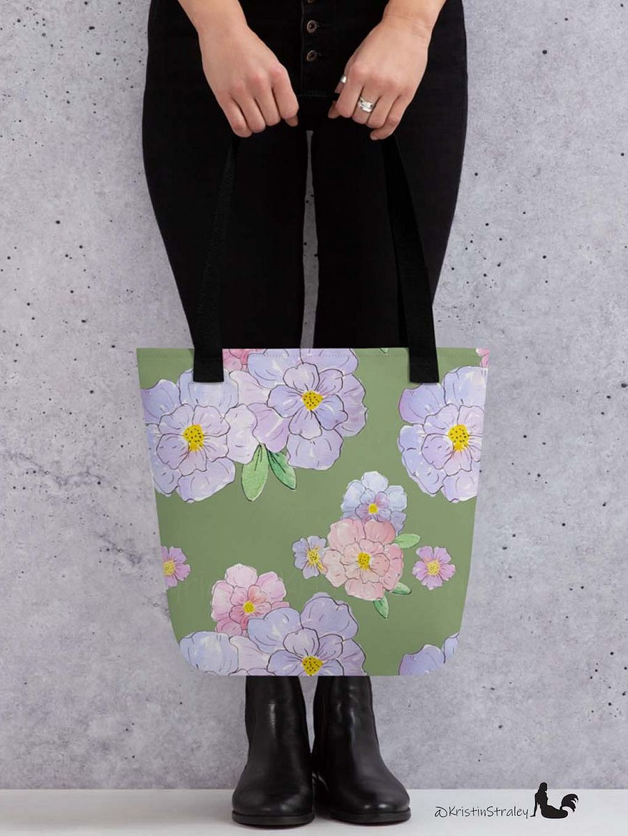 Gingham Blossoms - Large Lavender Flowers on Green product image (7)