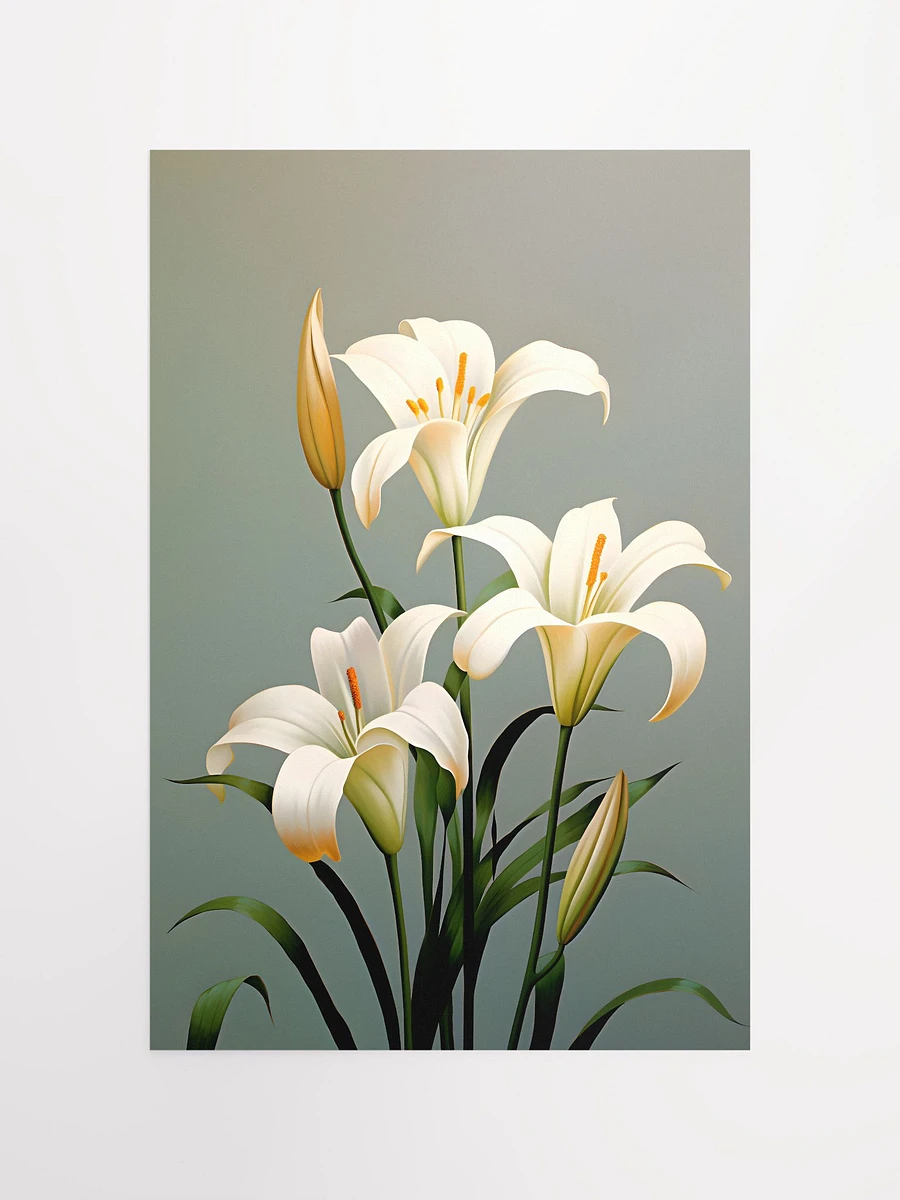 Elegant Easter Lily Poster: Realistic Botanical Wall Art for Tranquil Home Decor Matte Poster product image (5)