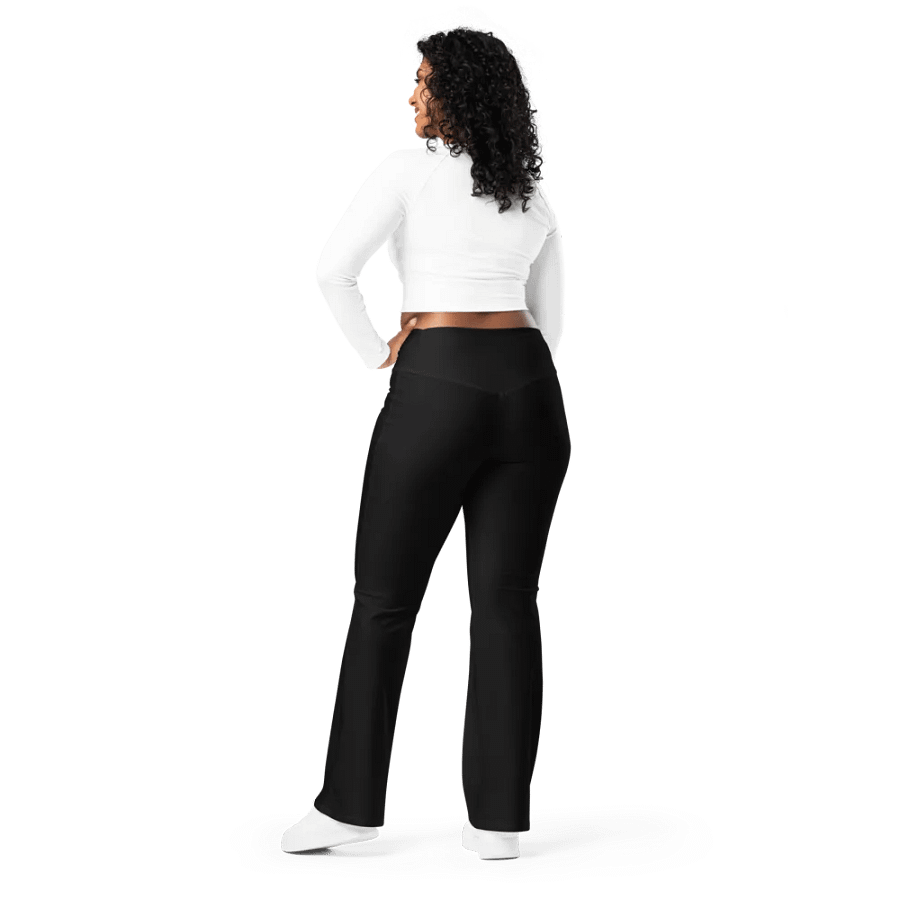 White Side Stripe Black Flared Leggings product image (6)