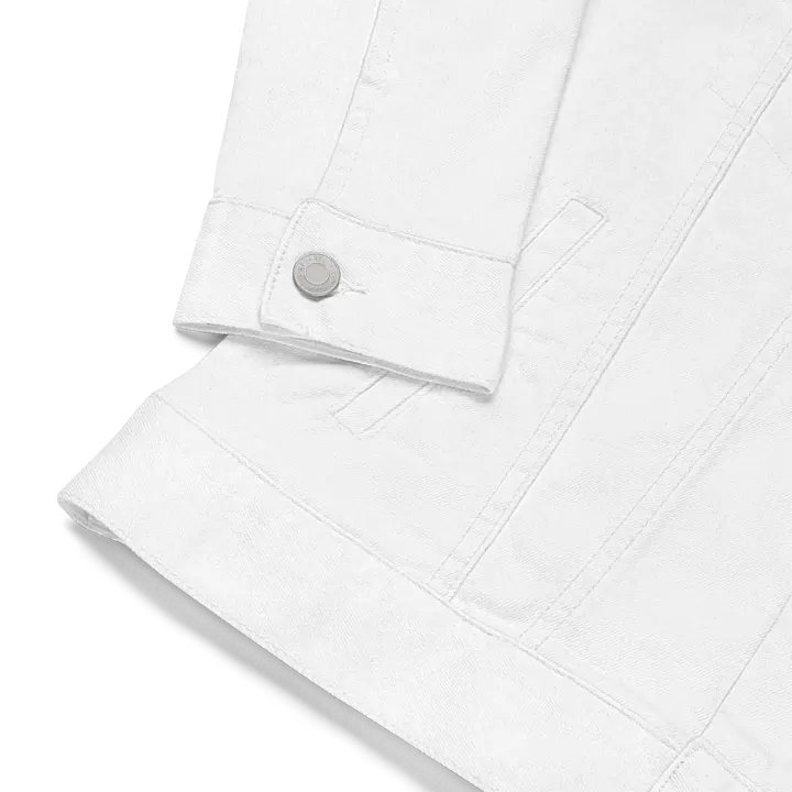 EXCLAIMING MENTALLY (white) embroidered denim jacket product image (2)