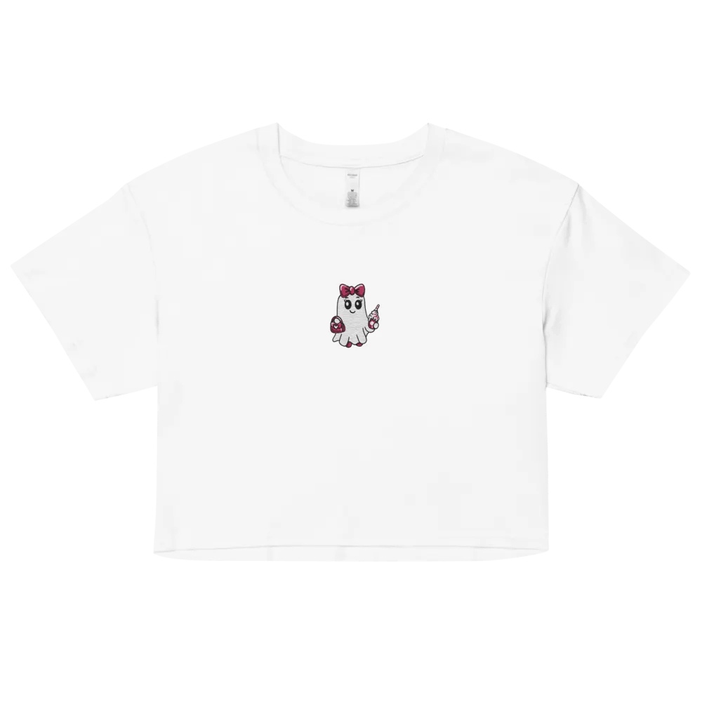 Cute Ghost Embroidered Crop Top product image (4)