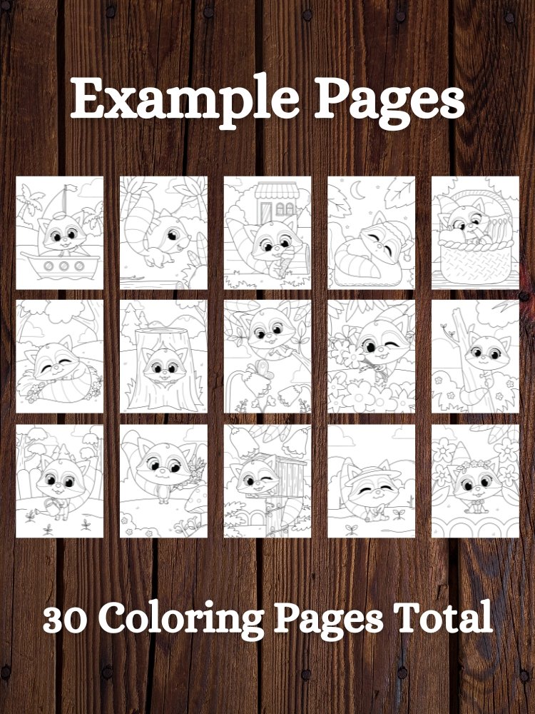 Raccoon Printable Coloring Pages for Kids product image (3)