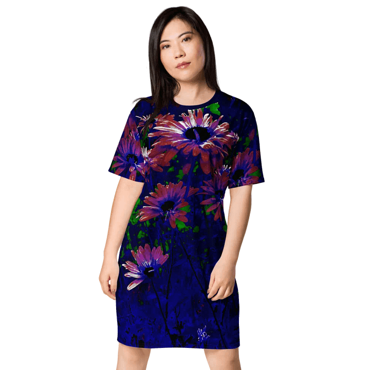 Abstract Daisy Flowers in the Garden Women's T Shirt Dress product image (1)