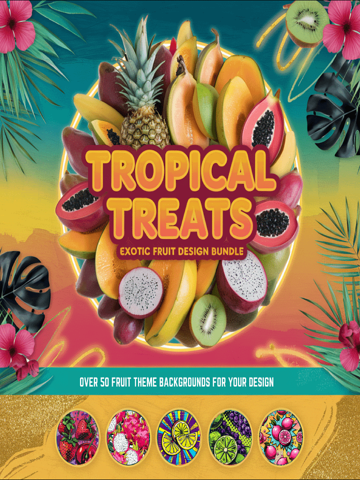 "Tropical Treats: Exotic Fruit Design Bundle" (Digital Product) product image (1)