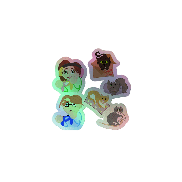Cats, Caleb, and Aimee! ~ holographic sticker sheet product image (1)