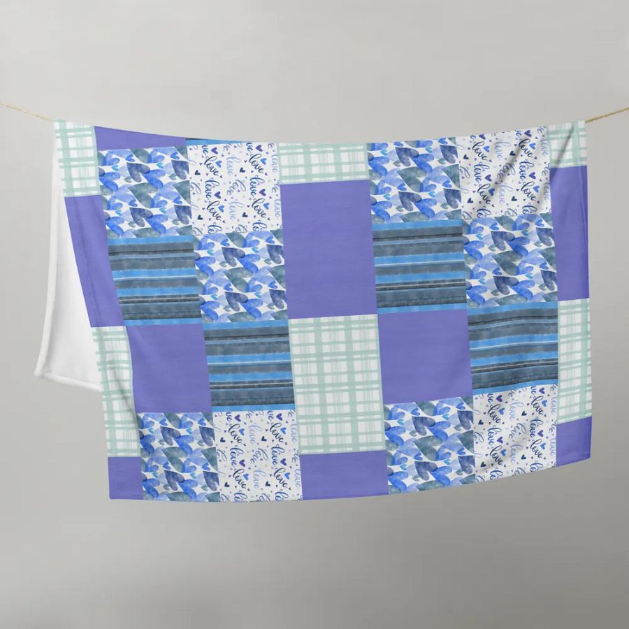 Patchwork Throw Blanket – Serene Blue Harmony product image (12)
