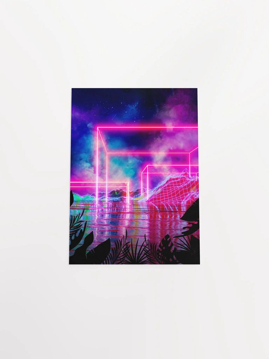Neon palms landscape: Cube [synthwave/vaporwave/cyberpunk] — Aesthetic retrowave poster product image (10)