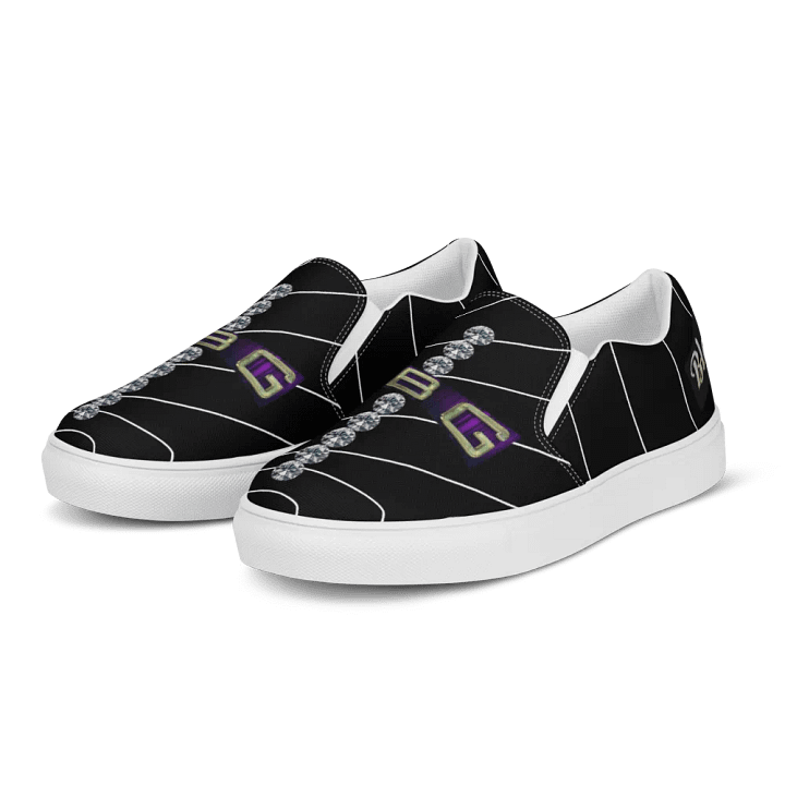 BBG Black Pinstripe Men's Diamond Cross Slip Ons product image (2)