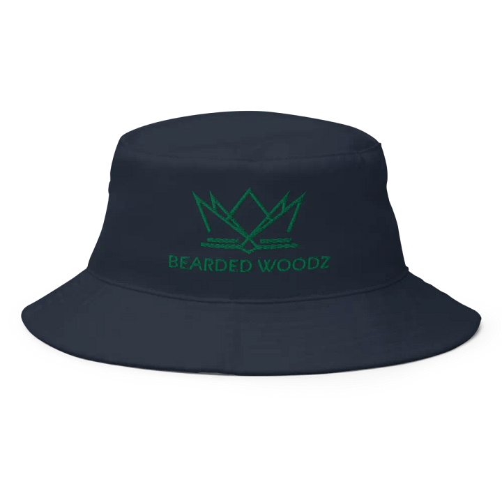 Bearded Woodz Navy Bucket Hat (Green Embroidery) product image (1)